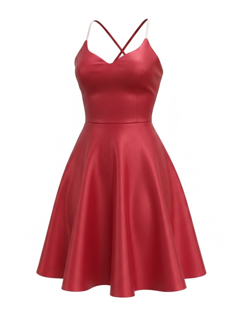 Women's Red Cross-Back Fit & Flare Mini Dress